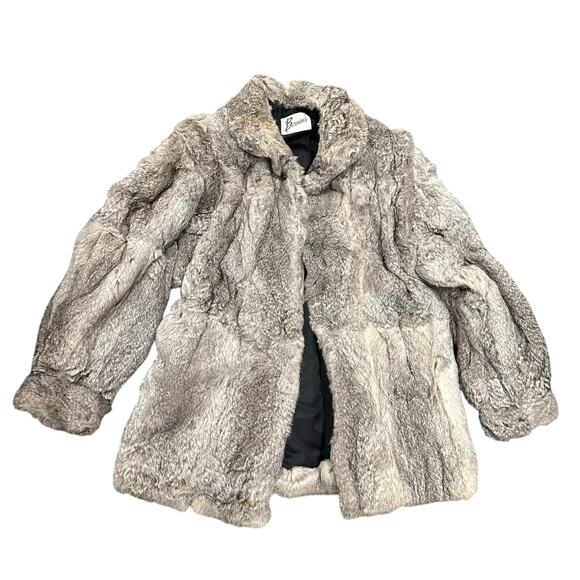 Vintage Berman’s Rabbit Fur Coat Women’s Brown 70s 80s Glam Fuzzy - READ - Picture 1 of 10